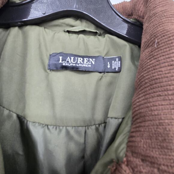 Lauren Ralph Lauren LRL Quilted Barn Coat Women's LG Green Chore Jacket Corduroy - Picture 4 of 16